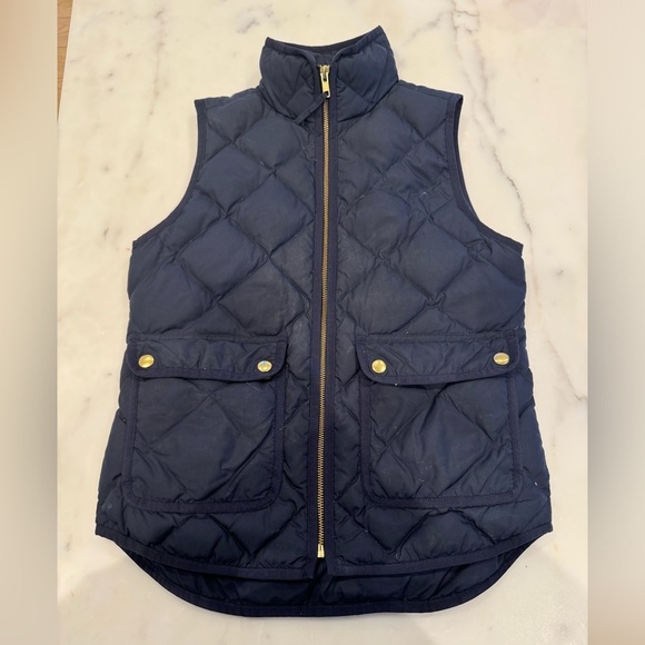 J Crew Puffer Down Vest Women's XXS Blue Field Excursion Quilted Navy - Picture 3 of 5
